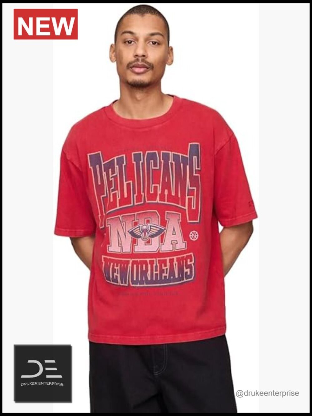 Oversized NBA Graphic Logo T-Shirt Short Sleeve Crew Neck Cotton